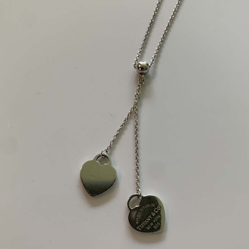 Tiffany & Co Sterling Silver Double Heart Pendant necklace